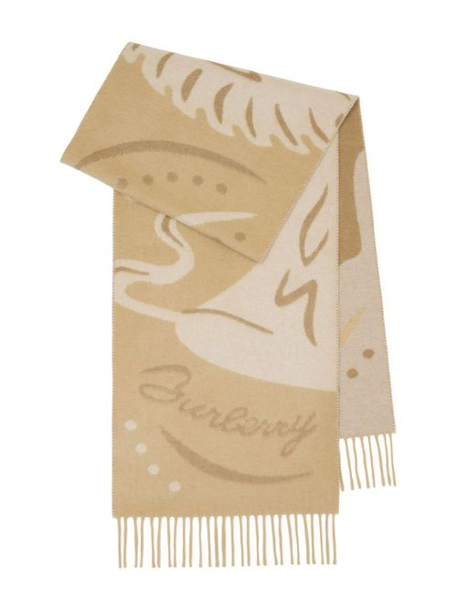 Mirrored Horse-jacquard scarf - Neutrals