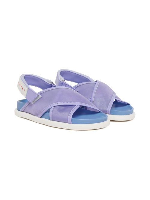 Marni Kids logo-patch sandals - Purple