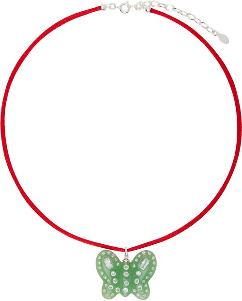 Sandy Liang Red Jade Butterfly Necklace