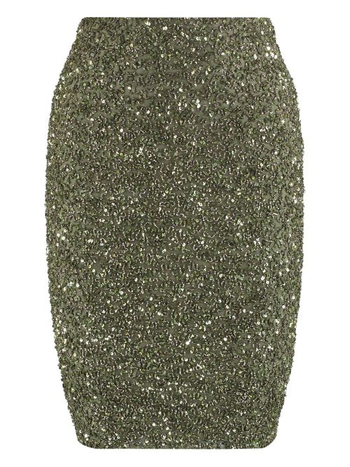 Sequin-embellished pencil skirt - Green