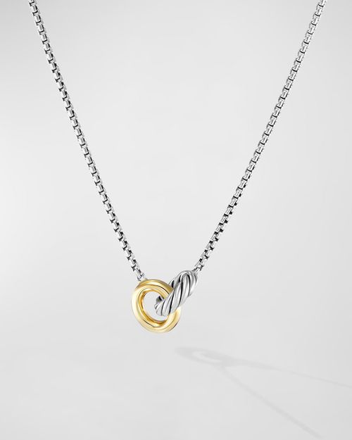 Petite Cable Linked Necklace in Silver and 14K Gold