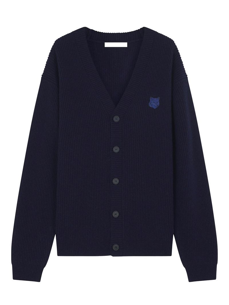 메종키츠네 남성 Bold Fox Head Patch Comfort Ribbed Cardigan
