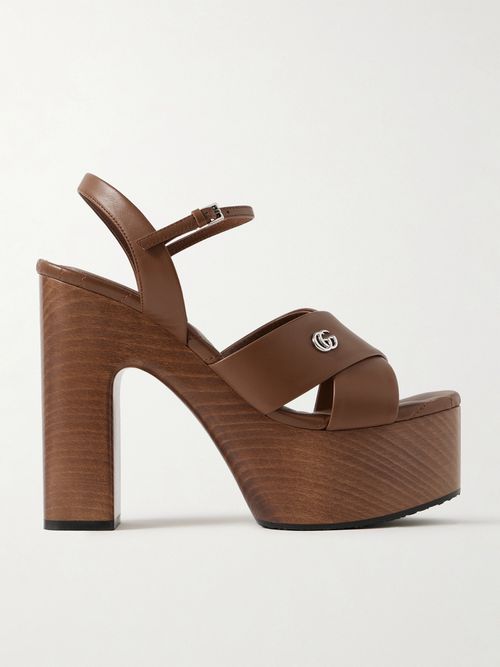 New Marmont Gg Logo-embellished Leather Platform Sandals