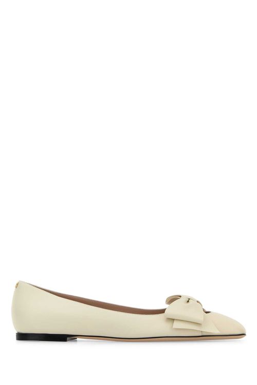 Ivory Leather Bowow Ballerinas