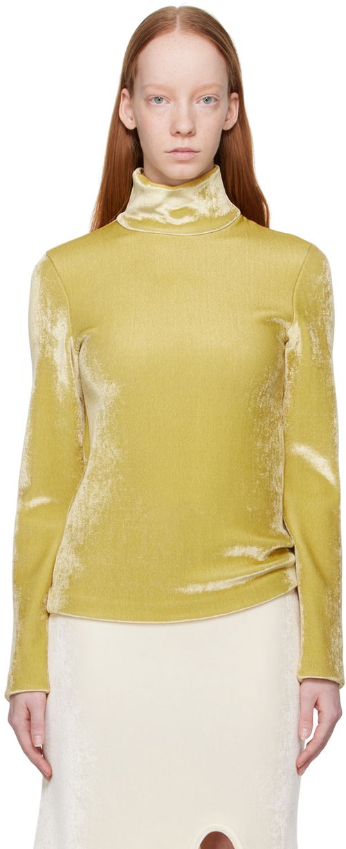 Yellow zip turtleneck top