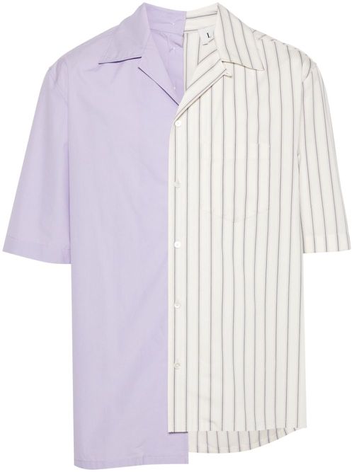 Striped asymmetric shirt - White