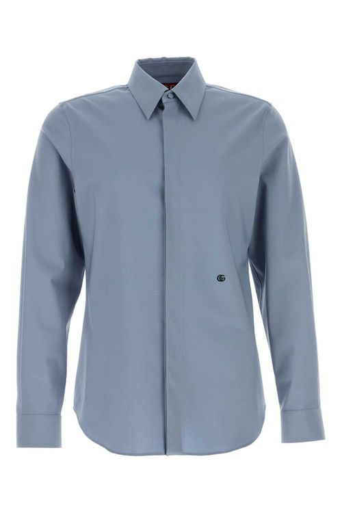 Powder Blue Stretch Wool Shirt