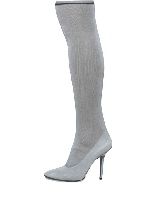 115mm leather over-the-knee boots - Grey