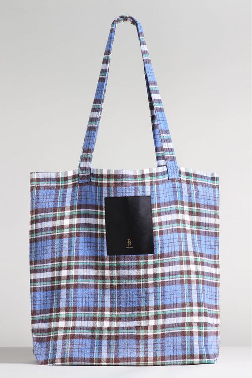 R13 Medium Tote Bag - Blue/Green Plaid / O/S