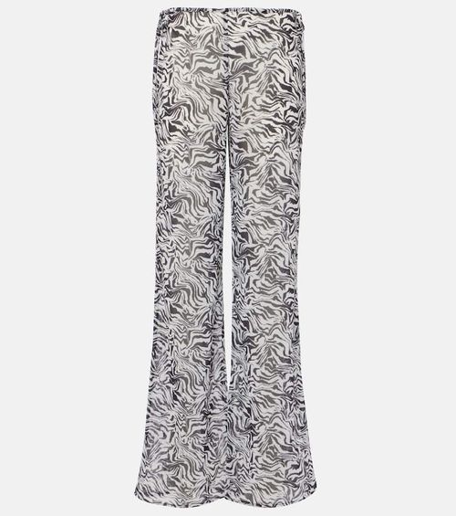Zebra-print low-rise wide-leg pants
