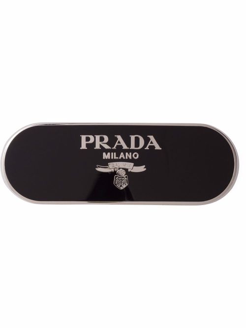 Logo-plaque hair clip - Black
