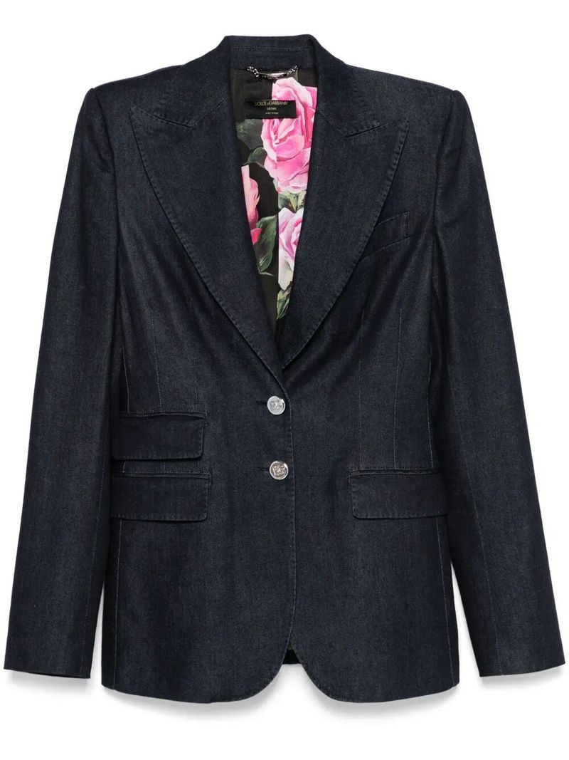 돌체앤가바나 여성 Single-Breasted Denim And Silk Turlington Jacket