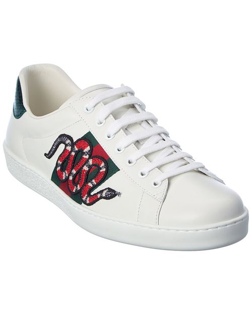 Ace Embroidered Snake Leather Sneaker