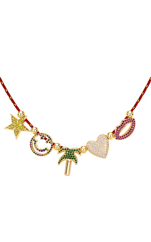 9k Yellow Gold Luxe Jewel Charm Cord Necklace