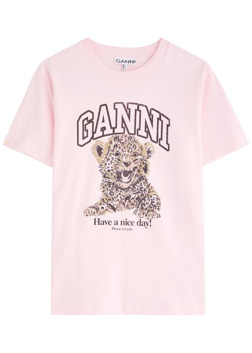 Ganni Logo-printed Cotton T-shirt