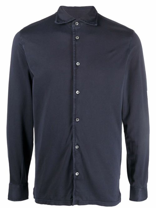 Jersey button down shirt - Blue