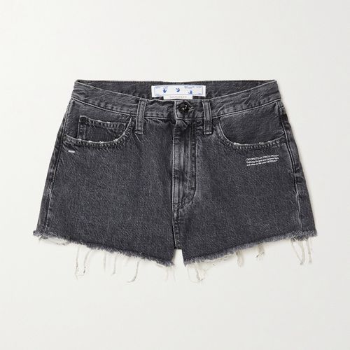 오프화이트 여성 프레이드 프린트 데님 반바지 - 다크 그레이 - 24