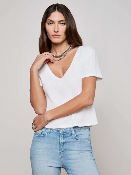 Carly V-Neck T-Shirt In White