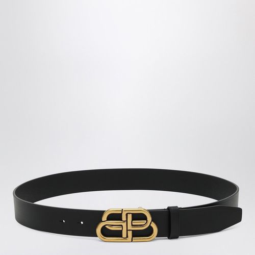 Balenciaga Black Leather Bb Belt