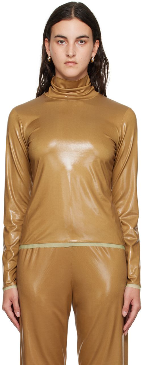 Dries Van Noten Tan Raw Edge Turtleneck