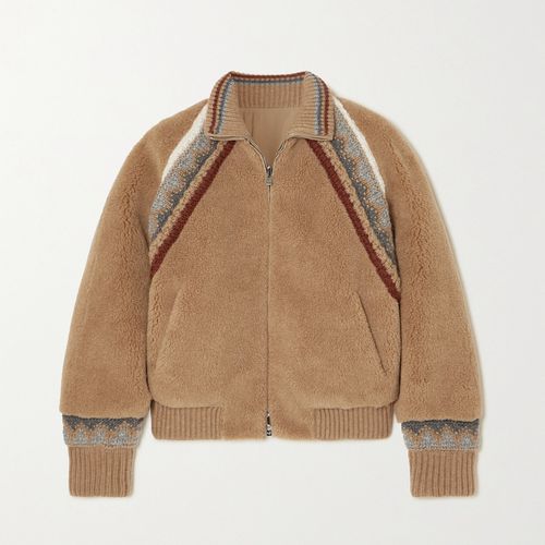 로로피아나 여성 Morin Intarsia 트리밍 캐시미어 및 실크 블렌드 봄버 재킷 - 카멜 - x 스몰