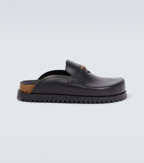 Medusa logo leather mules