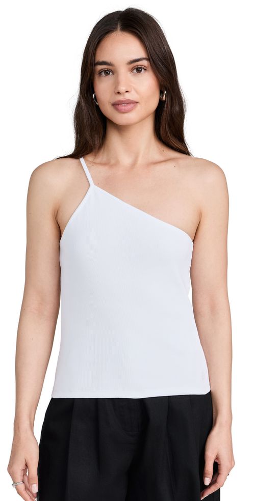 Axel One Shoulder Singlet Top White