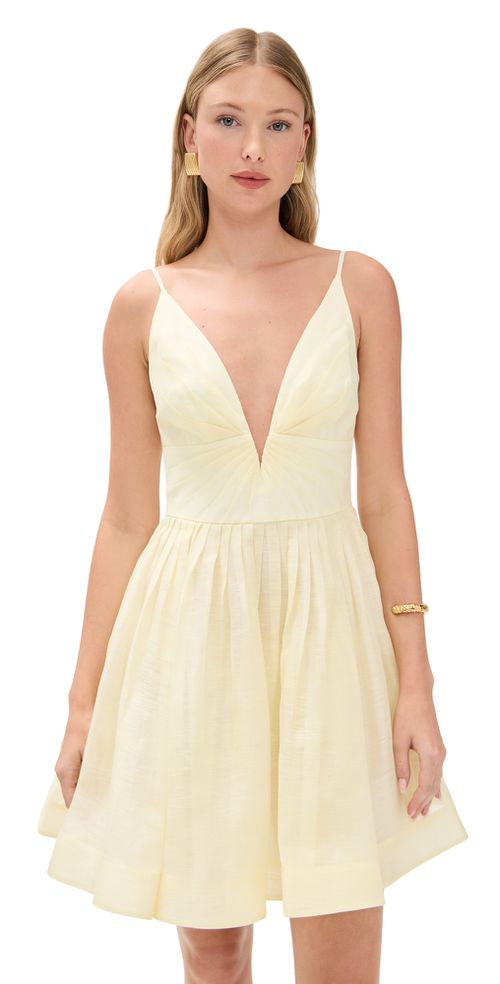 Illuminate V Neck Mini Dress Lemon