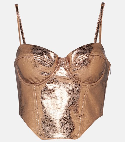 Metallic faux leather bustier