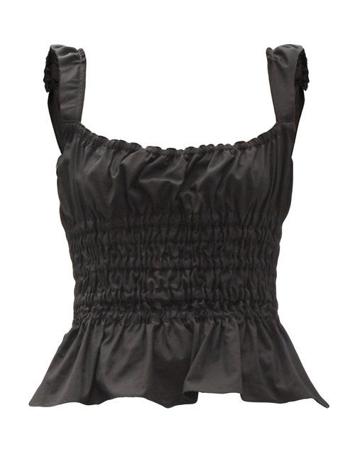 Silvia shirred cotton-poplin top