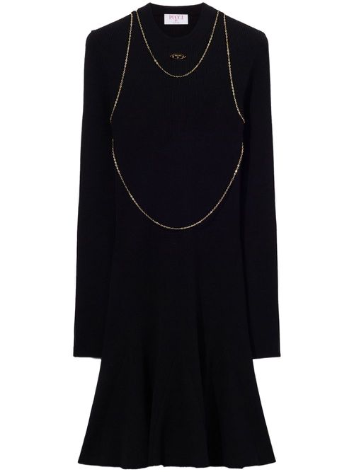 Logo-plaque mini dress - Black