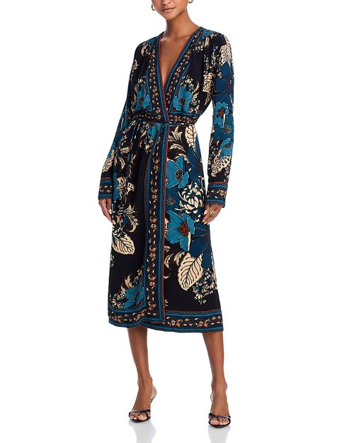 Blossom Tapestry Black Midi Dress