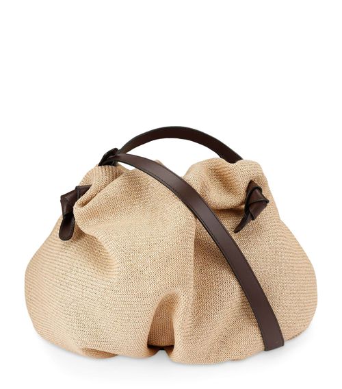 Raffia Taurus Dumpling Top-Handle Bag