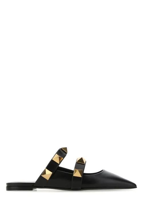 Valentino Garavani 여성 Black leather Roman Stud slippers HFC-ZW2S0BK8KET:0NO