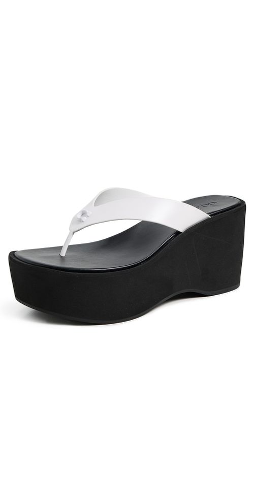 Coach Sculpted C Platform Flip Flops Optic White/Black