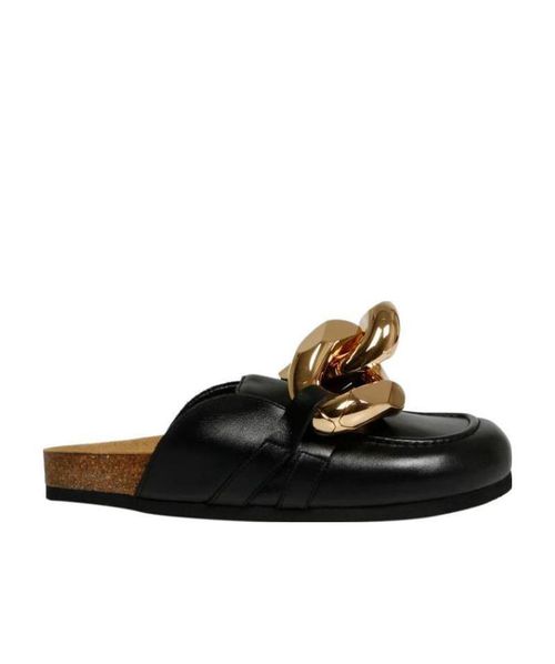 Chain leather mules