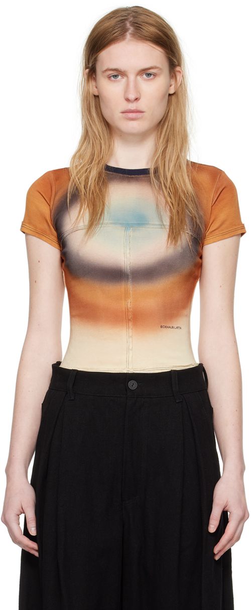 Eckhaus Latta SSENSE Exclusive Tan & Beige T-Shirt