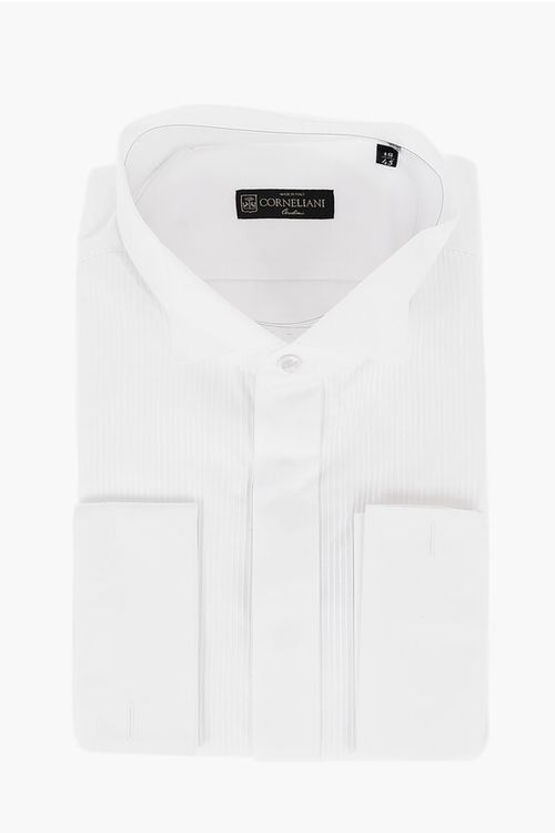 Cotton Tuxedo Shirt with Wing-tip Collar