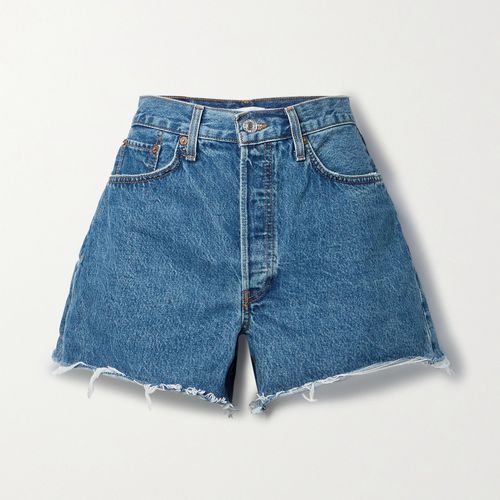 리던 여성 90s Frayed Organic Denim Shorts - 미드 데님 - 25