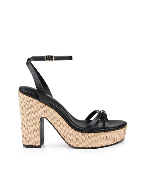 Genevra Platform Sandal In Black Leather