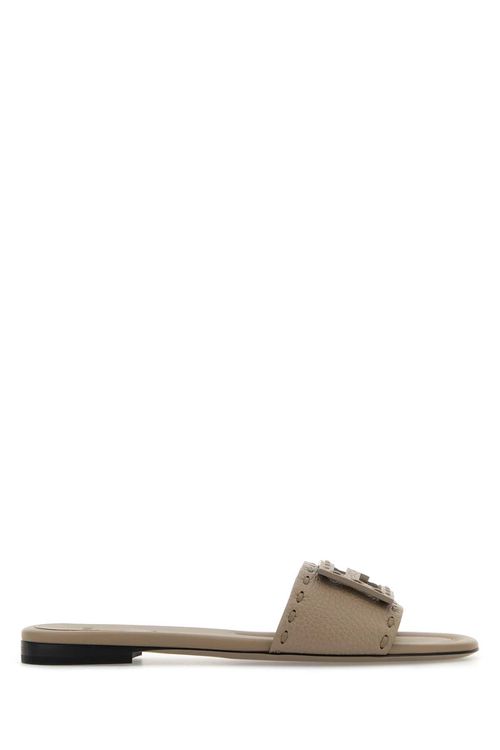 Cappuccino Leather Baguette Slippers