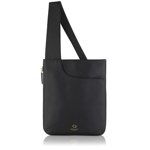 Women's Leather Pockets Medium Zip Around Crossbody - Black Medium