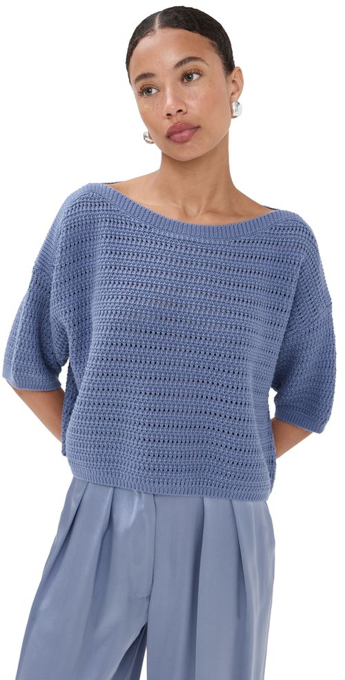 Nova Cropped Boat Neck Tee Dusty Periwinkle
