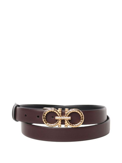 Gancini-buckle leather belt - Red
