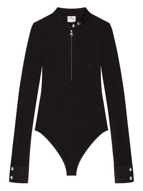 Zip-up long-sleeve bodysuit - Black
