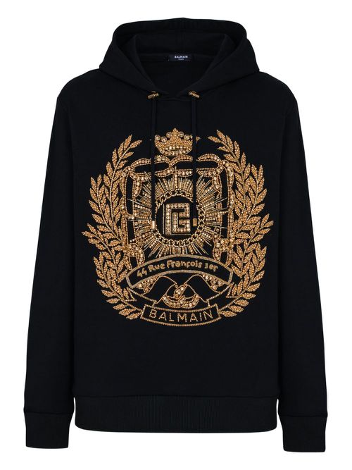Balmain embroidered hoodie - Black