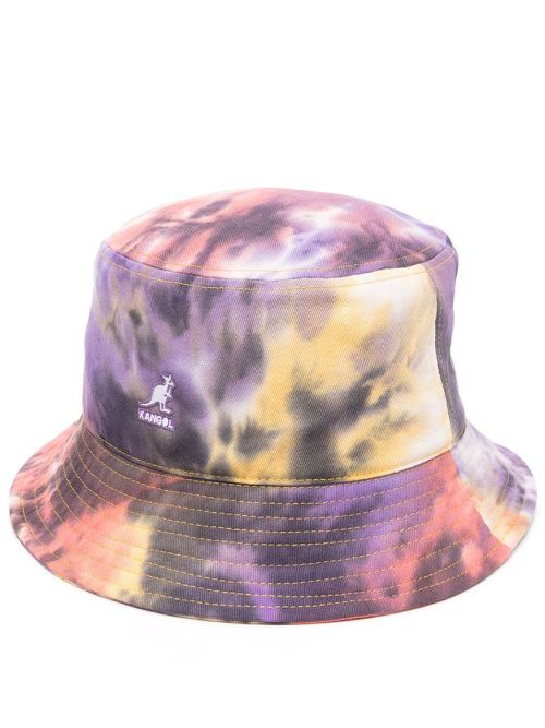 Embroidered-logo tie-dye bucket hat - Purple