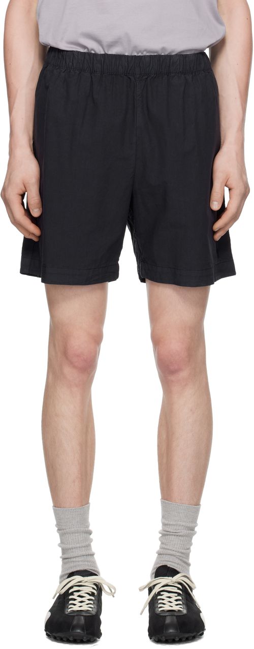 Navy Per Cotton Tencel Shorts