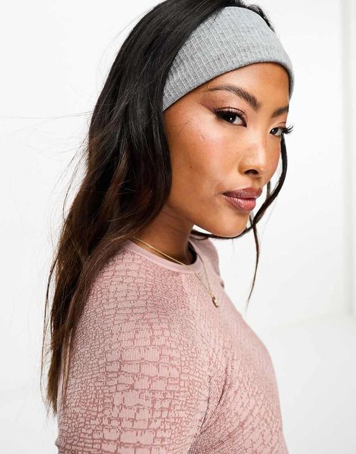Jersey headband with ribbed design in charcoal-Grey