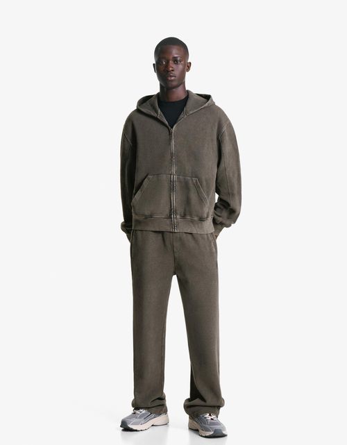 Bershka Faded Piqué Pants Men M Grey